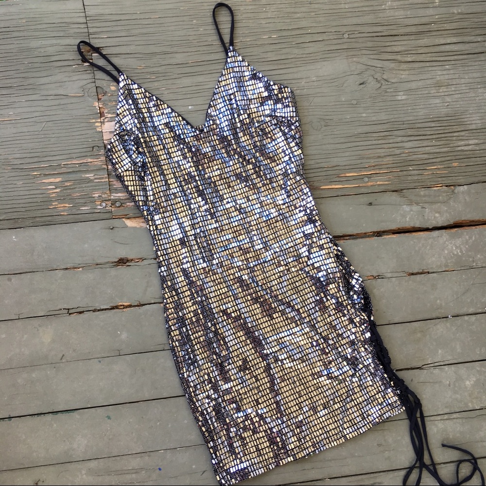 Sabora Party Club Sequin Look Halter Dress